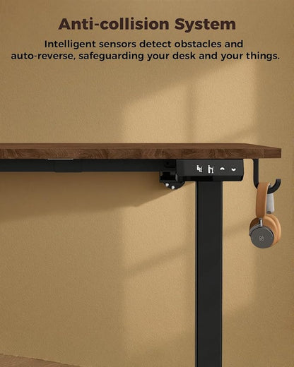 Electric Standing Desk 48" x 24", Height Adjustable 28"-46", Sit Stand Desk with Memory Presets, Smooth & Quiet Motor, Reinforced Frame, Easy Assembly, Ergonomic Home Office Desk
