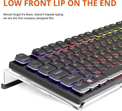 Richboom Ergonomic Computer Keyboard Stand - Tilt PC Keyboard Stand Riser for Easy Typing, Acrylic Keyboard Tray Holder for Office Desk, Home, School, with Silicone Anti-Slip Case, Clear