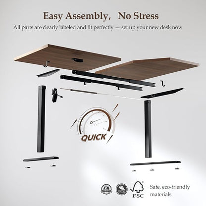Klicelor L Shaped Standing Desk 63 x 35.4 Inch, Electric Height Adjustable Corner Desk for Home Office Workstation, Ergonomic Sit Stand Computer Table with Memory Controller, Dark Walnut