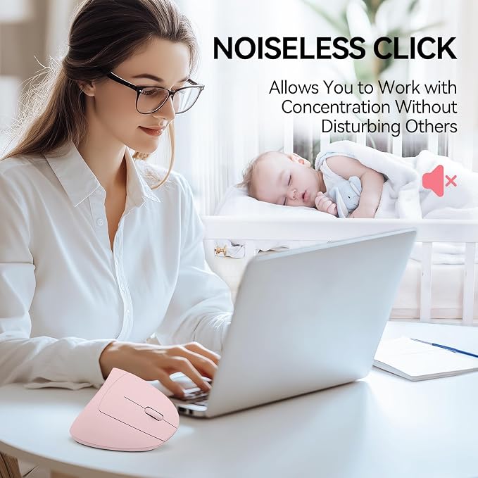 TECKNET Ergonomic Mouse, Wireless Bluetooth Vertical Mouse, 4800 DPI Optical Tracking, 6 Adjustable DPI, Quiet Clicks, 2.4GHz with USB A Receiver, 12 Months Battery, 6 Buttons, Wide Compatibility