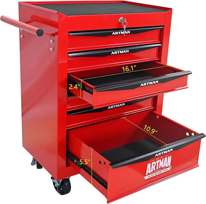 RYH 6 Drawers Rolling Tool Chest - Heavy Duty Mobile Tool Cart with Locking Wheels & Ball Bearing Drawers, 30.5" H x 20.9" W x 13" D Garage Tool Storage Cabinet (Red, 6 Drawers)