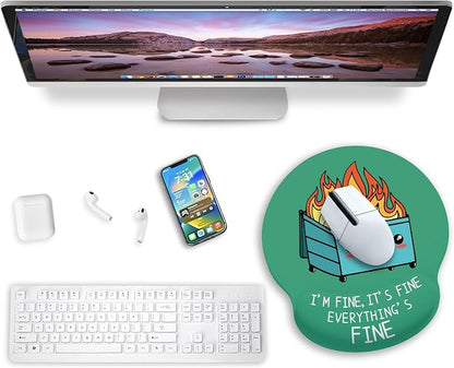 Ergonomic Mouse Pad with Wrist Support, Dumpster on Fire Mouse Pad with Wrist Rest, Gaming Mousepad with Non-Slip Pain Relief PU Base, Cute Mouse Pad for Desk Accessories Office Supplies Decor