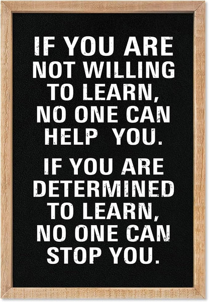 YWJKWLGS Inspirational Learn Quote Wall Art, 11x16 Framed Motivational Sign Office