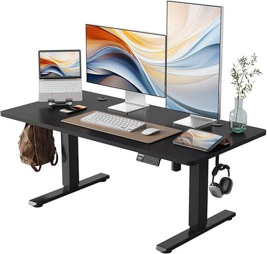 YIHAYO Low Height Adjustable Desk, Lifts 18.1-28.3 Inches, Electric Standing Desk for Short People, 48 x 24 Inches Computer Table with Splice Board for Home Office, Black