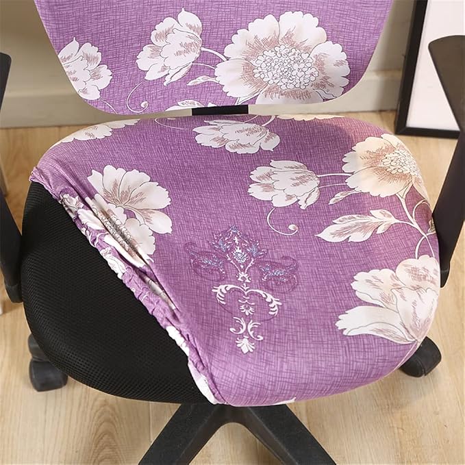 Jinzio Computer Office Chair Cover - Split Protective & Stretchable Cloth Polyester Universal Desk Task Chair Chair Covers Stretch Rotating Chair Slipcover (Light Purple)