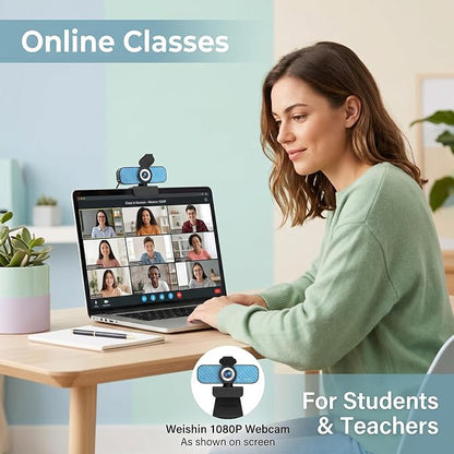 1080P Webcam for PC – Complete Your Setup, Built for Every Need | Plug and Play in Seconds, Crystal Clear Video, Noise-Canceling Mic, Works on Any Platform, Privacy Cover, Clip & 5ft Cable
