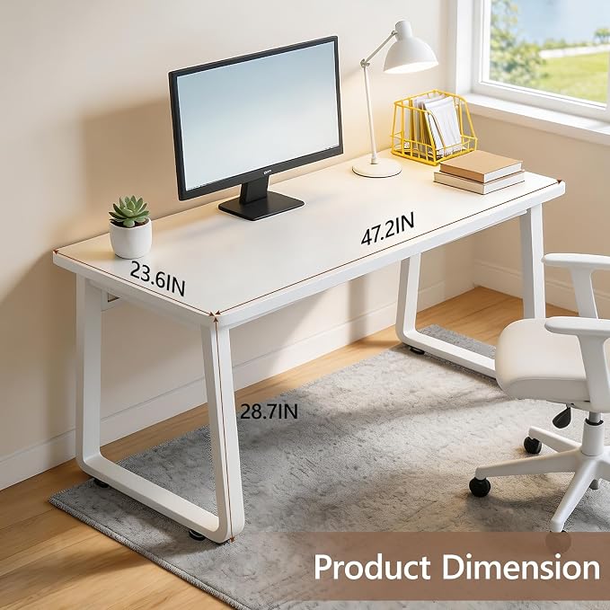 Small Office Computer Desk, Simple Style Writing Desk Waterproof and Scratch-Resistant,Sturdy Study Writing Desk with Wooden Tabletop and Metal Frame for Bedroom, Study Room, Living Room