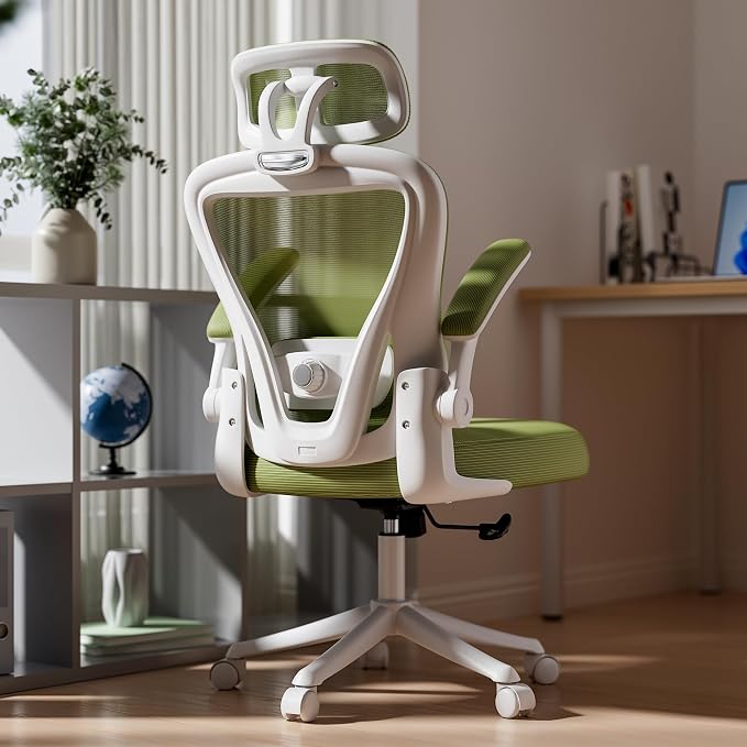 SeekFancy Ergonomic Office Chair M903, Computer Desk Chair | High Back Mesh Office Chair with Adjustable Lumbar Support, Headrest, Flip-Up Armrests, Wheels, 330LBS Capacity, Green