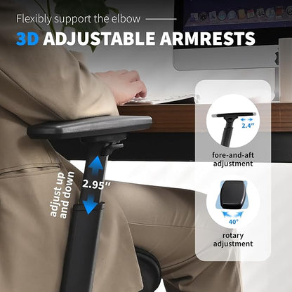 Mesh Ergonomic Office Chair with Footrest, Black | High Back, Lumbar Support, Adjustable Headrest and Armrests, Gaming Chair,Home Office Desk Chair