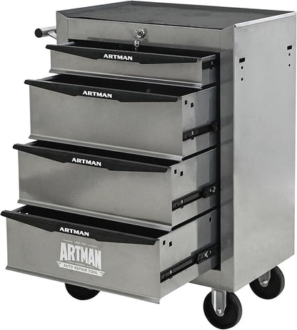 RYH 4-7 Drawers Rolling Tool Chest & Tool Box on Wheels | Heavy Duty Metal Cart with Ball Bearing Drawers | Fits US General Tool Box for Garage Storage (Silver, 4 Drawers（30.5" H × 20.9" W × 13" D)