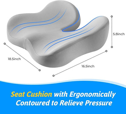 Dreamer Car Seat Cushion for Tailbone & Sciatica Pain Relief | Certified & Ergonomist-Designed,Tapered Front Edge Reduces Thigh Pressure,Wide Memory Foam for Office Chair, Car, Wheelchair