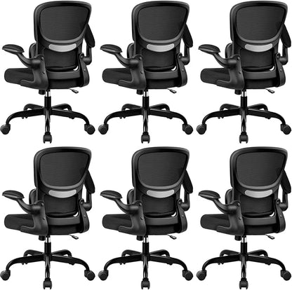 ALLGOD Ergonomic Office Chair, Breathable Mesh Ergonomic Desk Chair with Lumbar Support, Flip-up Armrests, Computer Chairs Comfortable for Home, Office, Work, Standard, 6 Pack