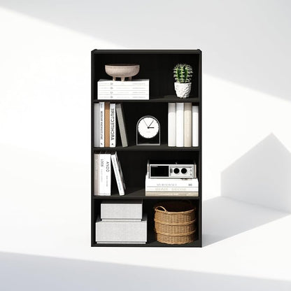 Furinno Simple Book Shelf, 4-Tier Bookshelf, Bookcase with Open Shelf, 9.4 x 23.6 x 41.7, for Living Room, Bedroom, Home Office, Espresso