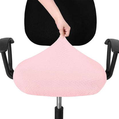 Smiry Stretch Jacquard Office Computer Chair Seat Covers, Removable Washable Anti-dust Desk Chair Seat Cushion Protectors - Blush Pink