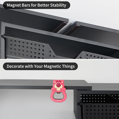LEKETREE Dual Monitor Stand Riser with Drawer, Computer Stand for Desk, Workspace Desktop Stand, Desk Organizer for Computer, Laptop, TV and More (Black)