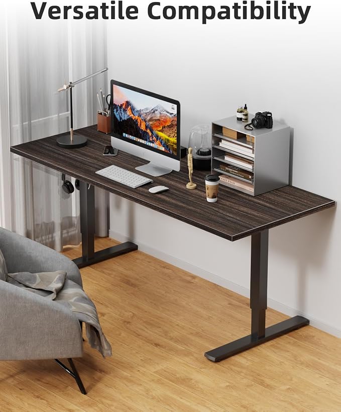 Universal 55 x 20 One-Piece Solid Wood Table Top, 1" Thick Desktop for Stand Up Height Adjustable Desk Frames, Home Office Tabletop, Countertop DIY