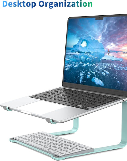 SOUNDANCE Laptop Stand for Desk, Ergonomic Metal Computer Riser for 12-17.3 Inch Laptops, Heavy Duty Stable Desktop Holder, Improves Eye Level & Workspace Organization, Blue
