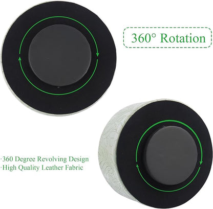 Remote Control Holder, 360°Spinning PU Leather Desk TV Remote Caddy,Desk Storage Box Room Accessories for Controller, Media,Mail,Calculator, Mobile Phone,Pencil(1-Carved Green1)