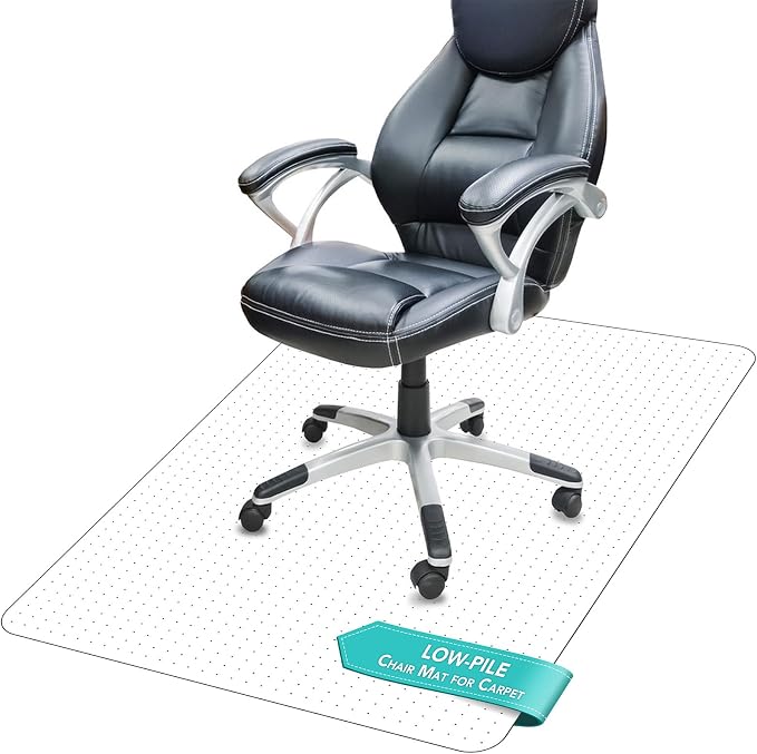 Thickened Chair Mat for Carpet- Low Pile Carpet Protector for Office Computer Desk Chair. Heavy Duty Desk Chair Mat for Carpeted Floors. Clear (Rectangular, 3mm Thick- 48x36)