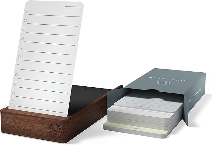 Daily Planner To Do List Notepad - Checklist & Goal Cards for ADHD Focus - Walnut Display + Planner Cards