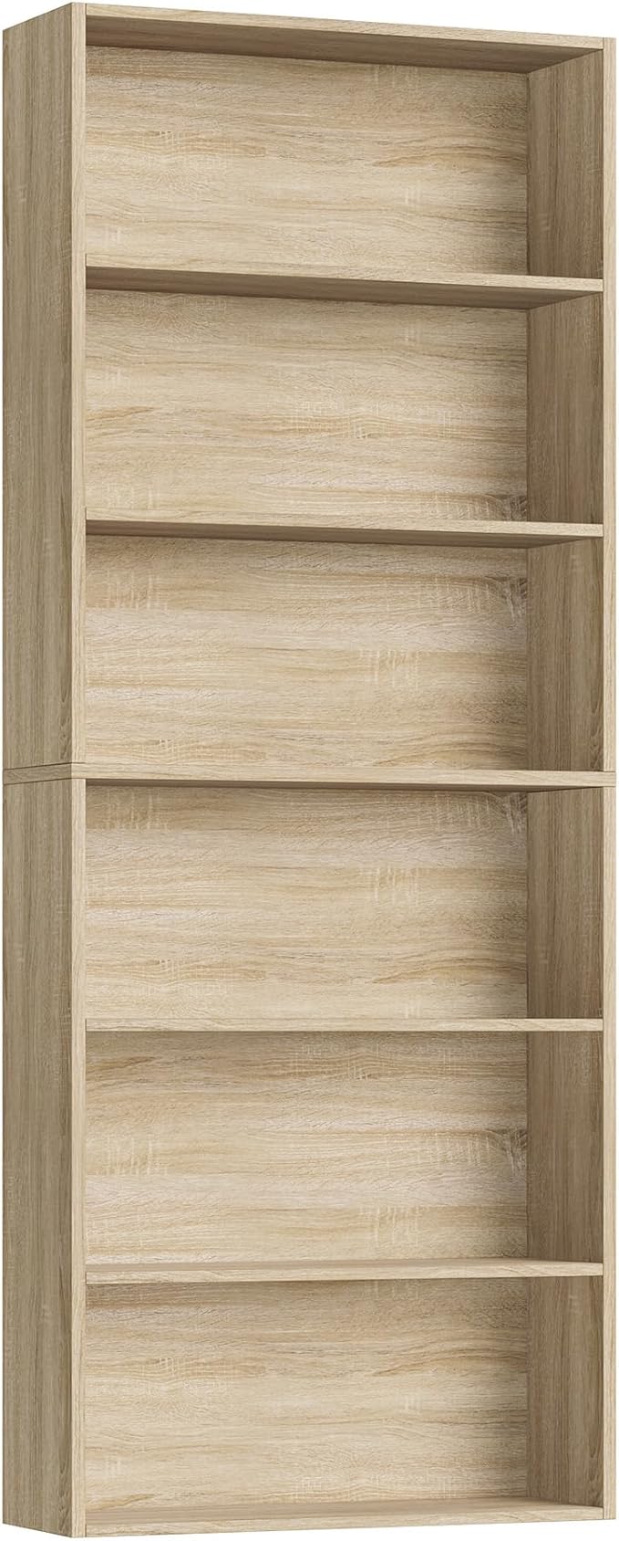 FOTOSOK 6-Tier Open Bookcase and Bookshelf, Freestanding Display Storage Shelves Tall Bookcase for Bedroom, Living Room and Office, Light Oak