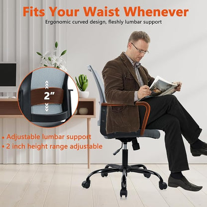 CLATINA Ergonomic Office Desk Chair - Mesh Office Chair with Adjustable Lumbar Support, Rolling Comfortable Computer Task Chairs with Arms for Home Conference-Gray, 20 Pack