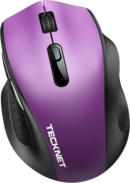 TECKNET Wireless Mouse for Laptop, (BT5.2/3.0 & 2.4G) Bluetooth Wireless Mouse, Silent Click, 5-Level Adjustable DPI, Ergonomic Portable Computer Mice for Laptop, PC, MacBook, Chromebook