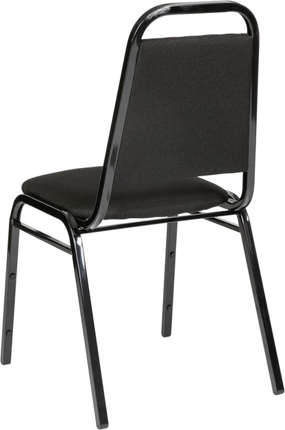 Flash Furniture Hercules Series Trapezoidal Back Stacking Banquet Chair in Black Fabric - Black Frame