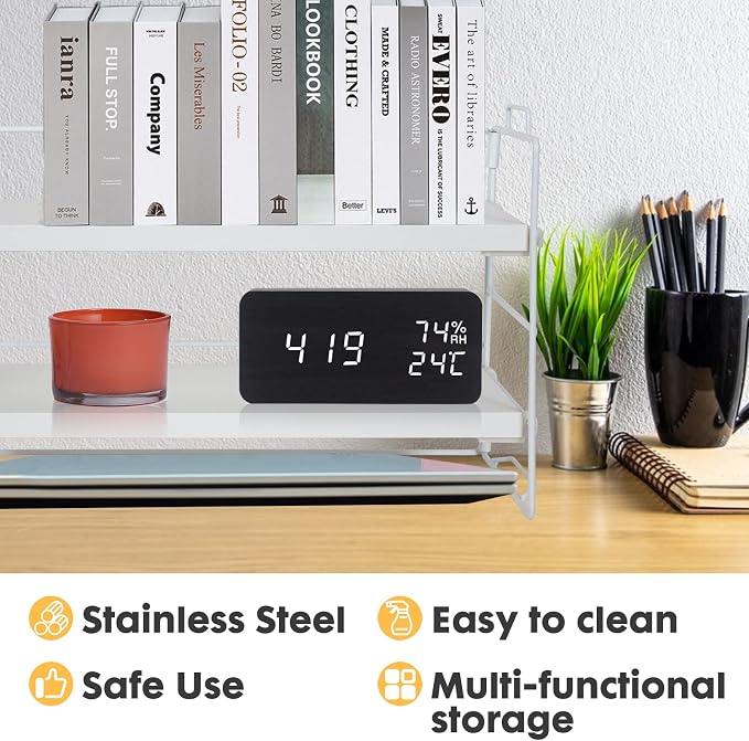 ShellKingdom Desk Shelf Organizer, 2 Tier Desktop Shelves, Adjustable Bookshelf Storage Rack and Office Cubicle Decor for Tabletop, School, Office, Dorm Organization (White)