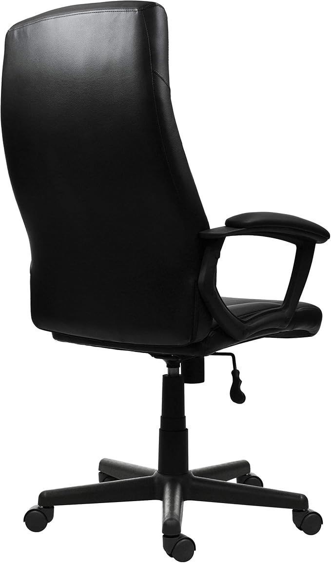 Techni Mobili PU Leather Office Chair with Padded Armrests, Height Adjustable Executive Desk Chair with Tilt Control, Black
