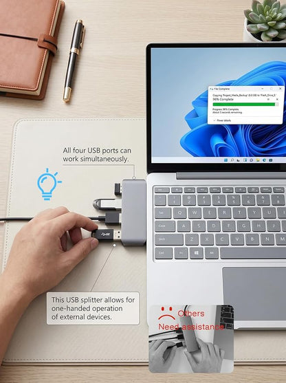 USB 3.0 Hub | Premium USB Hub for Laptops Cable-Free Plug-and-Play Design, Seamlessly Integrated with Your Device Wide Compatibility with Laptops, Desktops and Most USB-Enabled Devices
