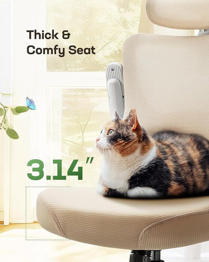 Marsail Ergonomic Office Chair with 3D Armrests, Pack of 3 | Office Desk Chair with High Back Mesh, Adjustable Lumbar Support, Rolling Work Swivel Task Chairs with Wheel, Headrest, home