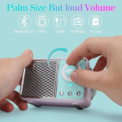 Dosmix Retro Bluetooth Speaker, Vintage Decor, Wireless Bluetooth Speakers, Cute Old Fashion Style for Kitchen Desk Bedroom Office Party Outdoor Kawaii Accessories (Cyan Green)