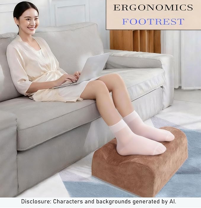 Work Foot Rest Under Desk,Comfort Foot Rest for Couch | Foot Rest For Under Desk at Work,At Soft Ergonomic Footrest,Support Foot Pillow,Heel Chair,Leg Elevation Pillow Brown