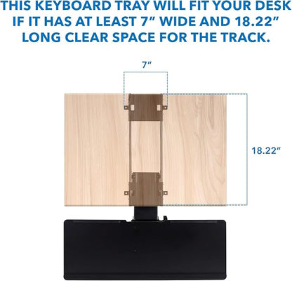 Mount-It! Under Desk Keyboard Tray Slide Out, Height Adjustable Keyboard Mount with Wrist Support, 26" Wide Large Platform, Tilt and Swivel for Office and Home, Black