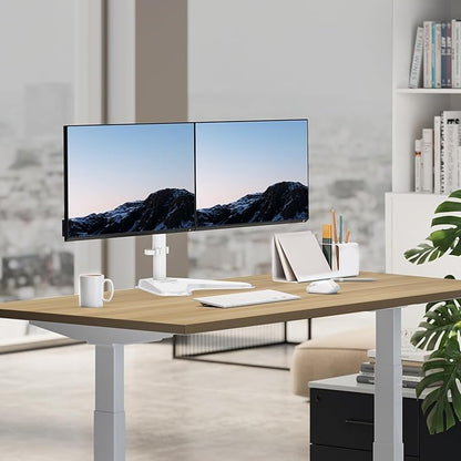 Mount-It! Dual Monitor Desk Stand Mount for 2 Screens VESA 75x75 & 100x100 | For Monitors up to 32”, Height Adjustable with Tilt, Swivel & Rotation