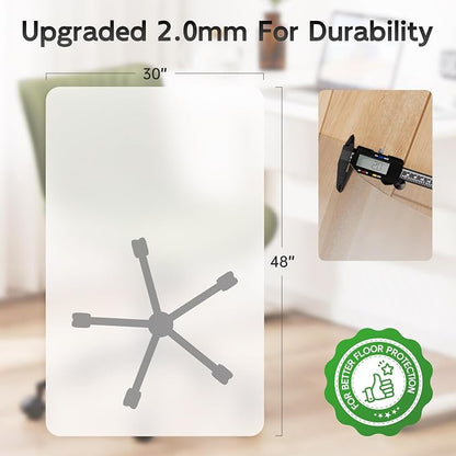 Office Chair Mat, 30" x 48" Clear Computer/Desk Chair Mat for Hardwood Floor, Thicker, Easy Glide, Non-Slip, Protects Hard Surfaces from Scratches, Ideal for Home or Office