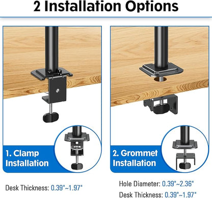 MOUNTUP Single Monitor Mount, Adjustable Monitor Stand for Max 32 Inch Flat Curved Computer Screen, Monitors Arm Desk Mount Fit VESA 75x75& 100x100, up to 17.6lbs, with C-Clamp and Grommet Base, Black
