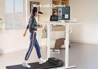YDN Electric Standing Desk Adjustable Height, 63 x 24 Inches Stand up Desk with Cable Management, Home Office Desks with Splice Board & White Frame, White Top
