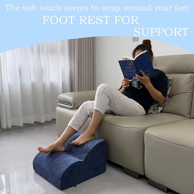 Foot Rest for Under Desk at Work.Multifunctional 3-Tier Foot Stool,with Washable Footrest.for Under Desk,Office Chair Gaming Chair & Sofa,Leg Elevation Pillow,Supports Posture (Dark Blue)