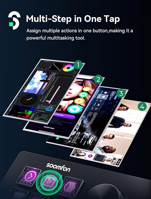 SOOMFON Stream Controller SE Stream Control Deck with 6 Customizable LCD Macro Keys to Trigger Actions in OBS Twitch YouTube for Content Creators Streaming Gaming Compatible with PC & Mac