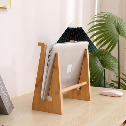 Wooden Laptop Stand Vertical Laptop for 13-18.6in Bamboo Stand for Desk,Laptop Stand Compatible with MacBook Air Pro/Dell XPS/Surface pro/HP/Pixelbook/Lenovo,More Laptops