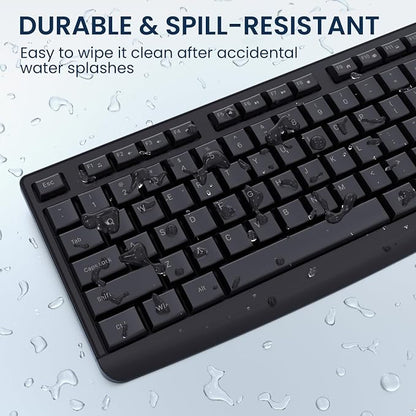 Wireless Keyboard and Mouse Combo, COLIKES 2.4G USB Cordless Mouse and Keyboard, 3 Level DPI Slim Ergonomic, Responsive Plug & Play for Computer Laptop PC - Full Size