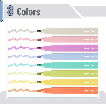 Mr. Pen- Aesthetic Highlighters No Bleed, 8 Pack, Retro Colors, Chisel Tip | Cute Highlighters Assorted Colors for Journaling, Highlighting, Underlining, Fast Dry, Back to School Supplies