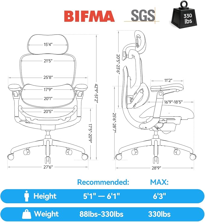 SIHOO Doro C300 Pro V2 Ergonomic Office Chair, Full-Body Adaptive Support, 8D Armrests & Breathable Mesh, Comfy High Back Computer Desk Chair for Long Hours, 135° Recline, 2 Packs, Black