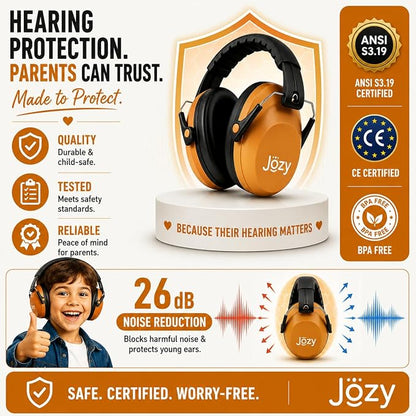 Jozy Noise Canceling Headphones for Kids, SNR 26dB Ear Protection for Autism, Sound Proof Sensory Muffs for Hearing, Concerts