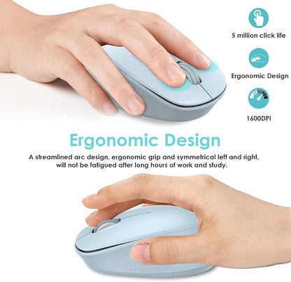 LeadsaiL Wireless Mouse for Laptop, 2.4GHz Silent USB Mouse, Slim Optical Mouse with 3 Buttons, 1600 DPI, Works with Windows, Mac, Chrome OS, Linux