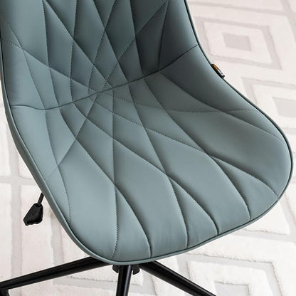 Rowill Modern Office Chair - Ergonomic Swivel Leather Desk Chair with Curved Backrest, Height Adjustable Rolling with Wheels, Perfect for Study Room & Office, Grayish Green