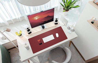 AFIING Cork Desk Mat, 31.5" x 17", Red,Leather Desk pad | Dual-Sided Cork & PU Leather, Non-Slip & Waterproof, Desk Protector for Home Office, Workspace & Gaming