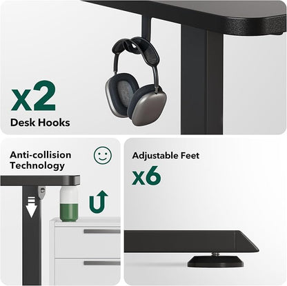 Cubiker L Shaped Standing Desk - 63 x 55 Inch Electric Adjustable Height Corner Standing Desk, Ergonomic Sit Stand Up Table with 3 Memory Buttons, Splice Board for Home Office, Black
